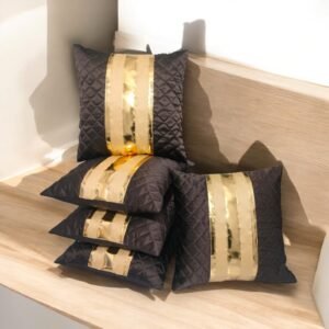 Modern Golden Stripe Satin Cushion Cover | Luxury Sofa Cushion Cover Brown